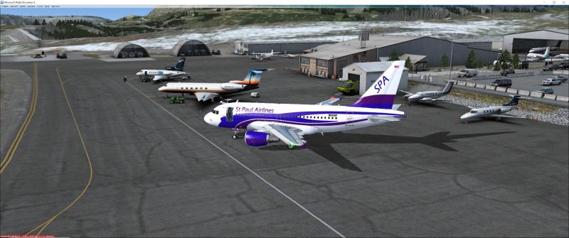 3 Airbus 318 100 parked at Telluride airpt.